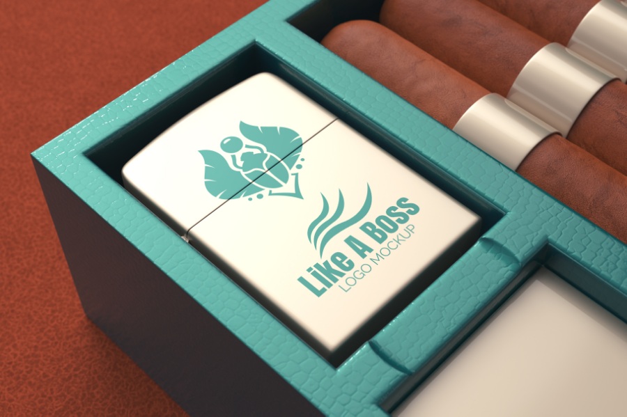 雪茄盒包装logo展示样机下载