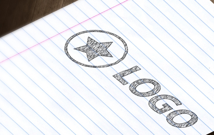 作业纸上的logo样机素材