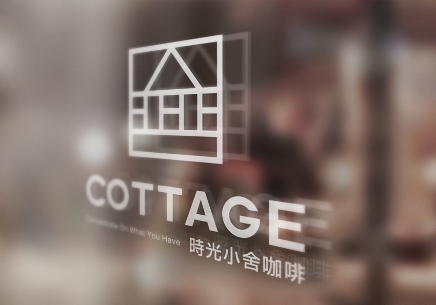 模糊背景下的玻璃ps樣機(jī)，一層模糊logo，一層清晰logo展示素材