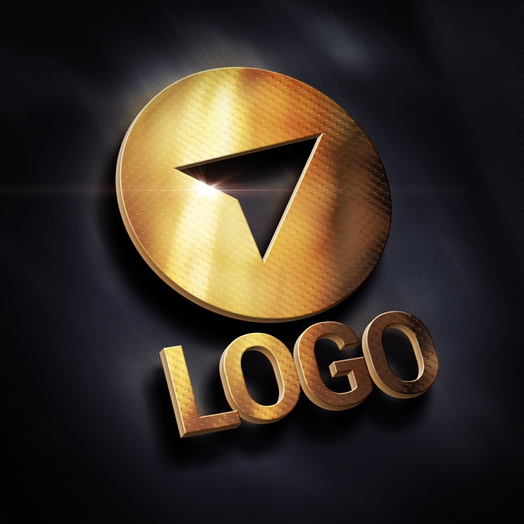 金色3d标志logo效果ps样机