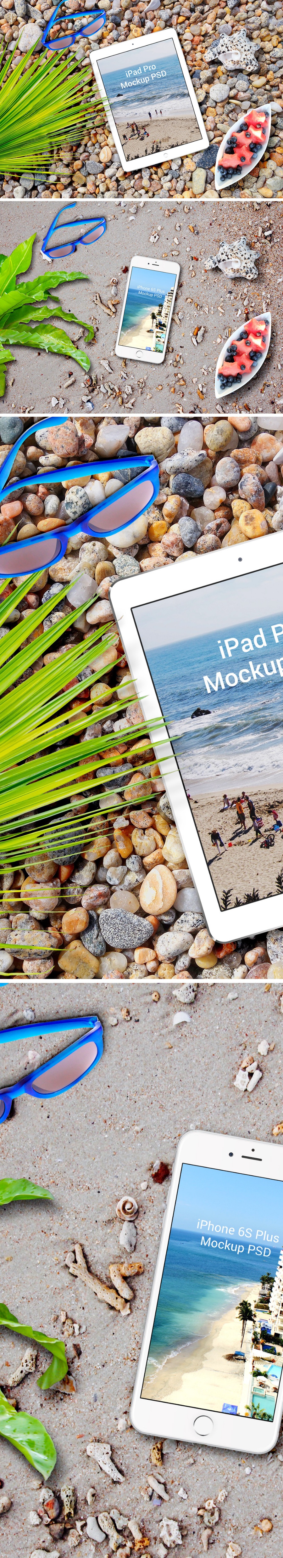 海滩iPhone和iPad样机模型PSD样机源文件