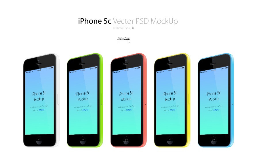iPhone5C竖版手机模型PSD源文件
