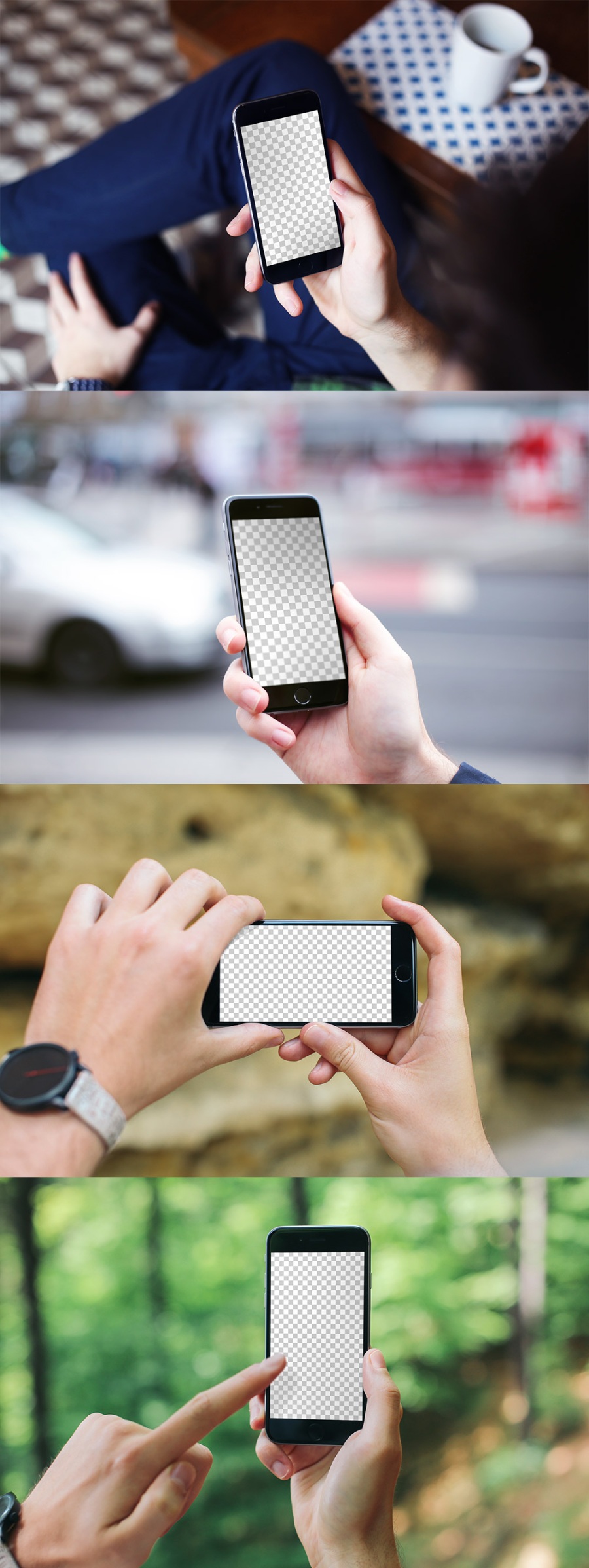 4款手持iphone6s模型实景场景PSD源文件