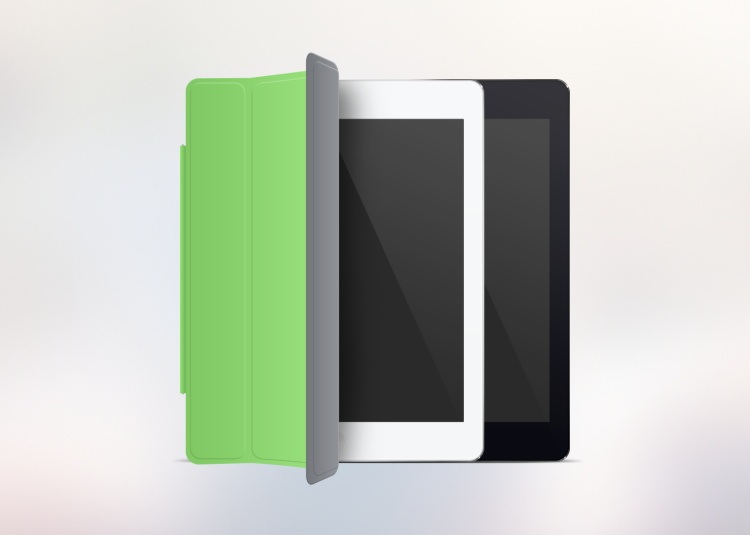 绿色保护套iPad平板电脑psd样机素材