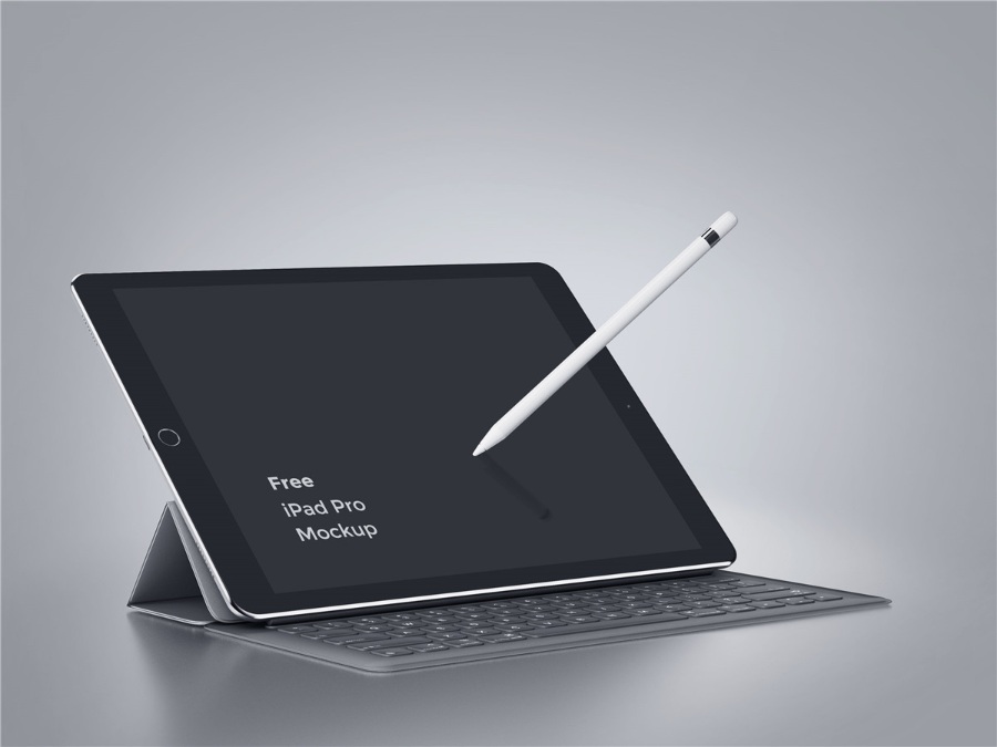 iPad和触控笔组成的平板样机素材