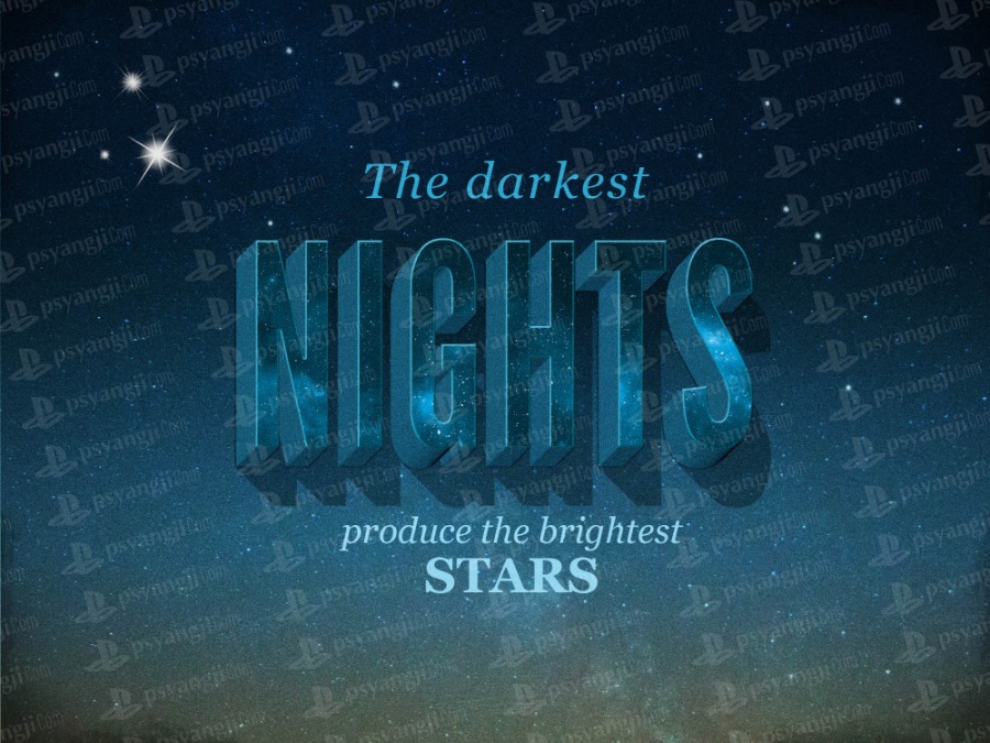 夜晚星空3d立体字特效样机素材