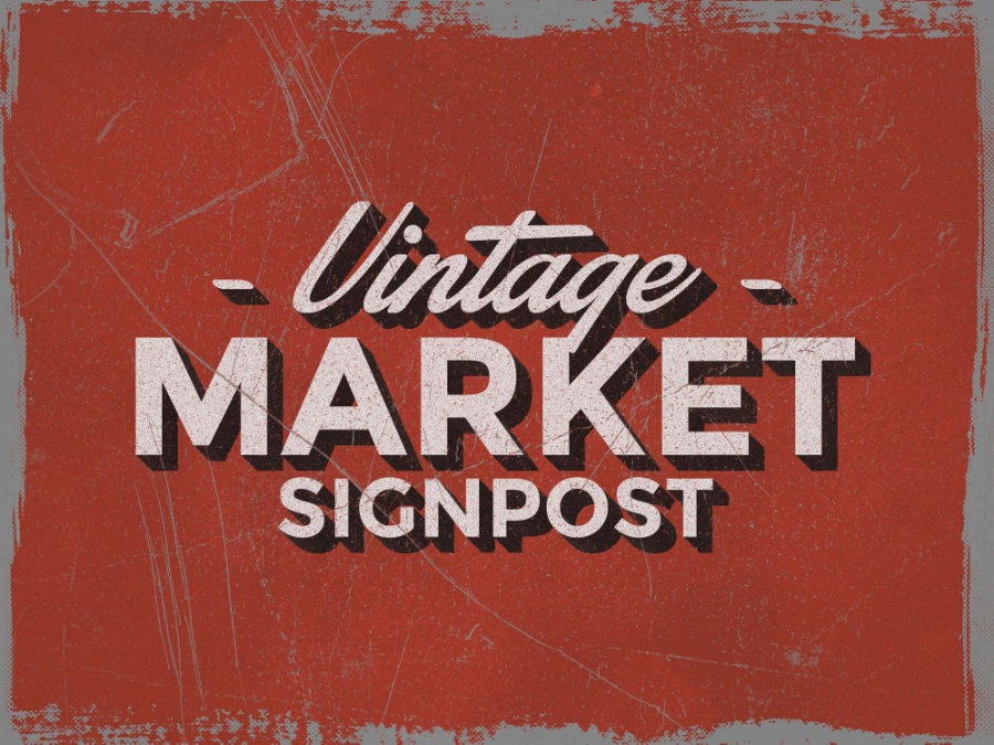 怀旧复古红色背景3d立体字ps样机