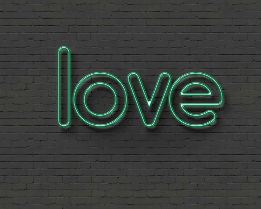 關(guān)于愛(ài)的霓虹效果字體樣機(jī)