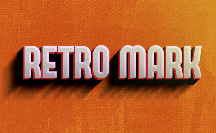 怀旧复古投影英文字3d立体字ps样机