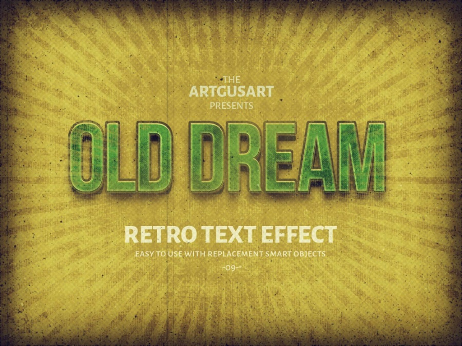 懷舊復古放射場景3d立體字ps樣機