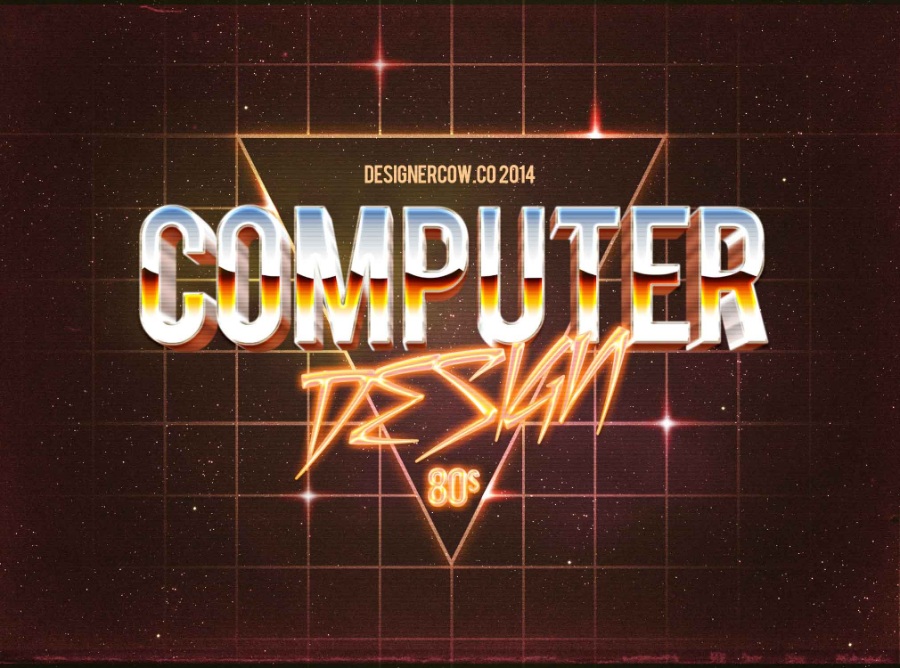 荧光三维空间字体PS样机海报