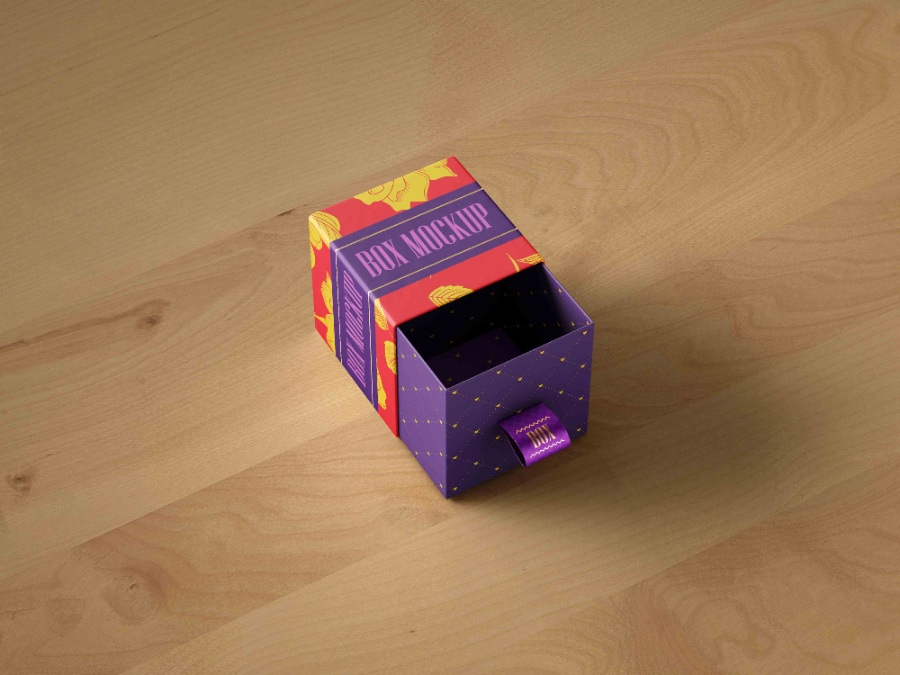 扁型抽盒貼圖素材mockups