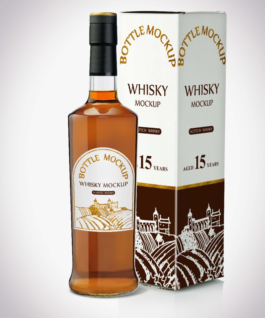 奢华洋酒包装盒Mockups贴图素材