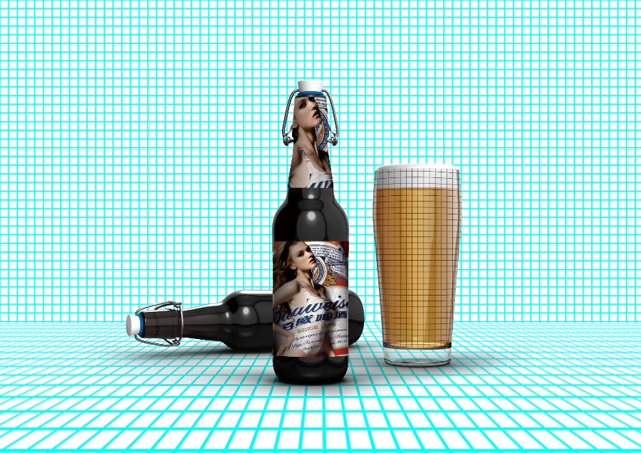 創(chuàng)意啤酒包裝設計貼圖素材psd