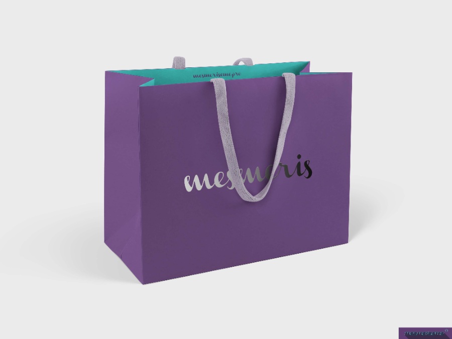 紫色手提袋PSD样机