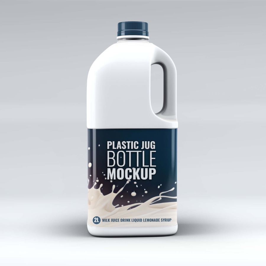 桶装牛奶包装设计样机生成模板