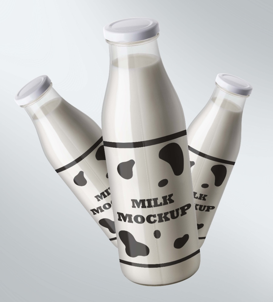 牛奶瓶包装设计ps样机素材