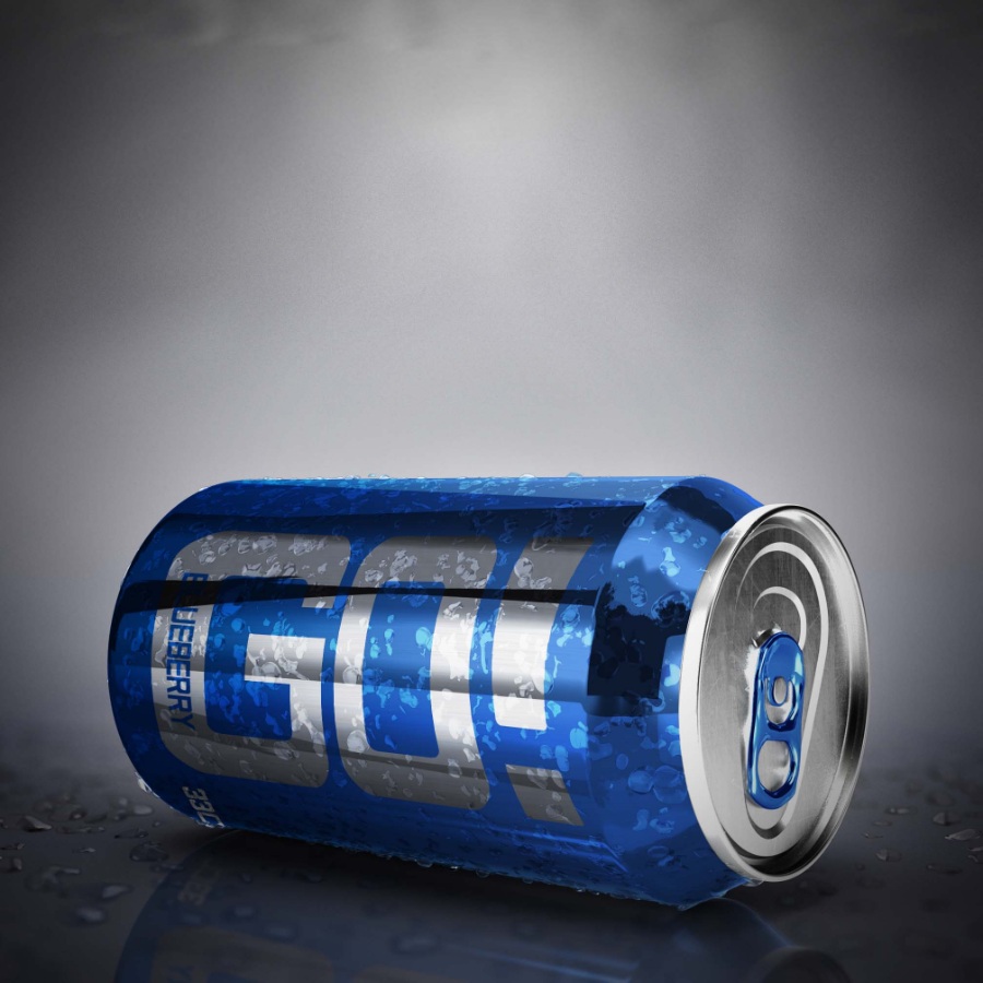 藍色罐裝飲料ps樣機模板
