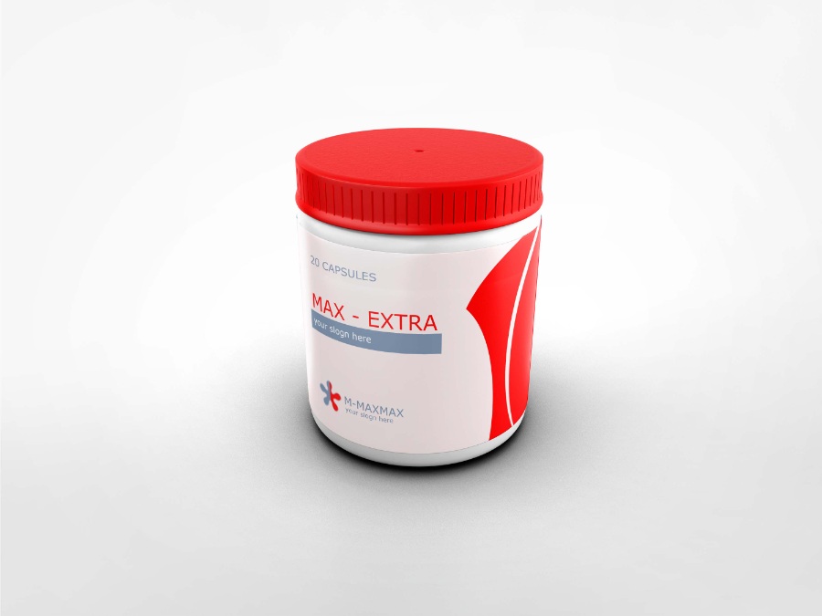 红色药品胶囊包装ps样机