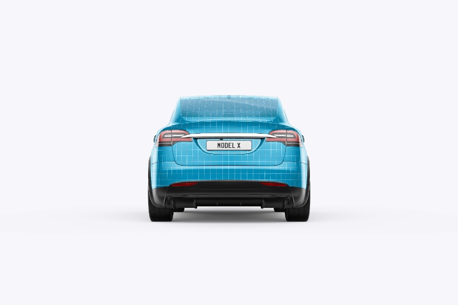 蓝色轿车车尾广告ps样机