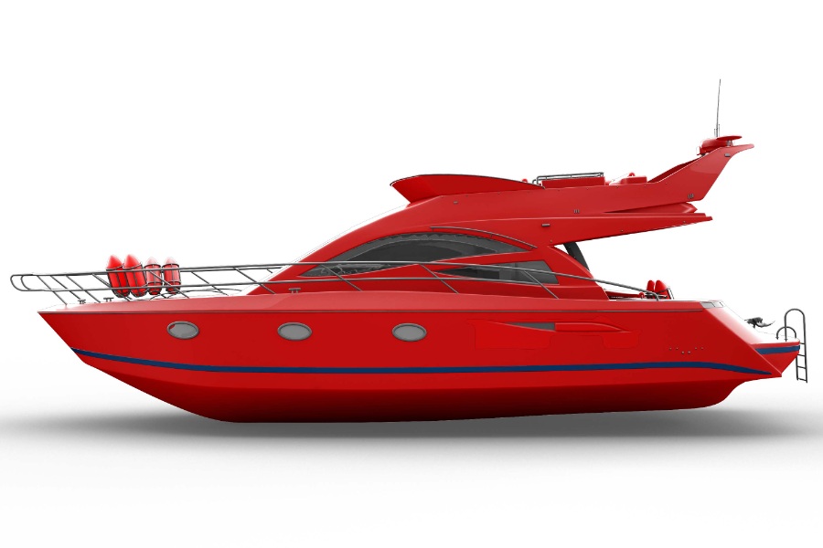 红色游艇ps样机素材