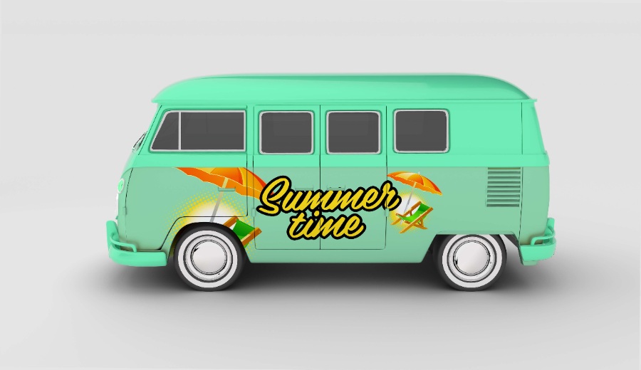 校车车身广告样机