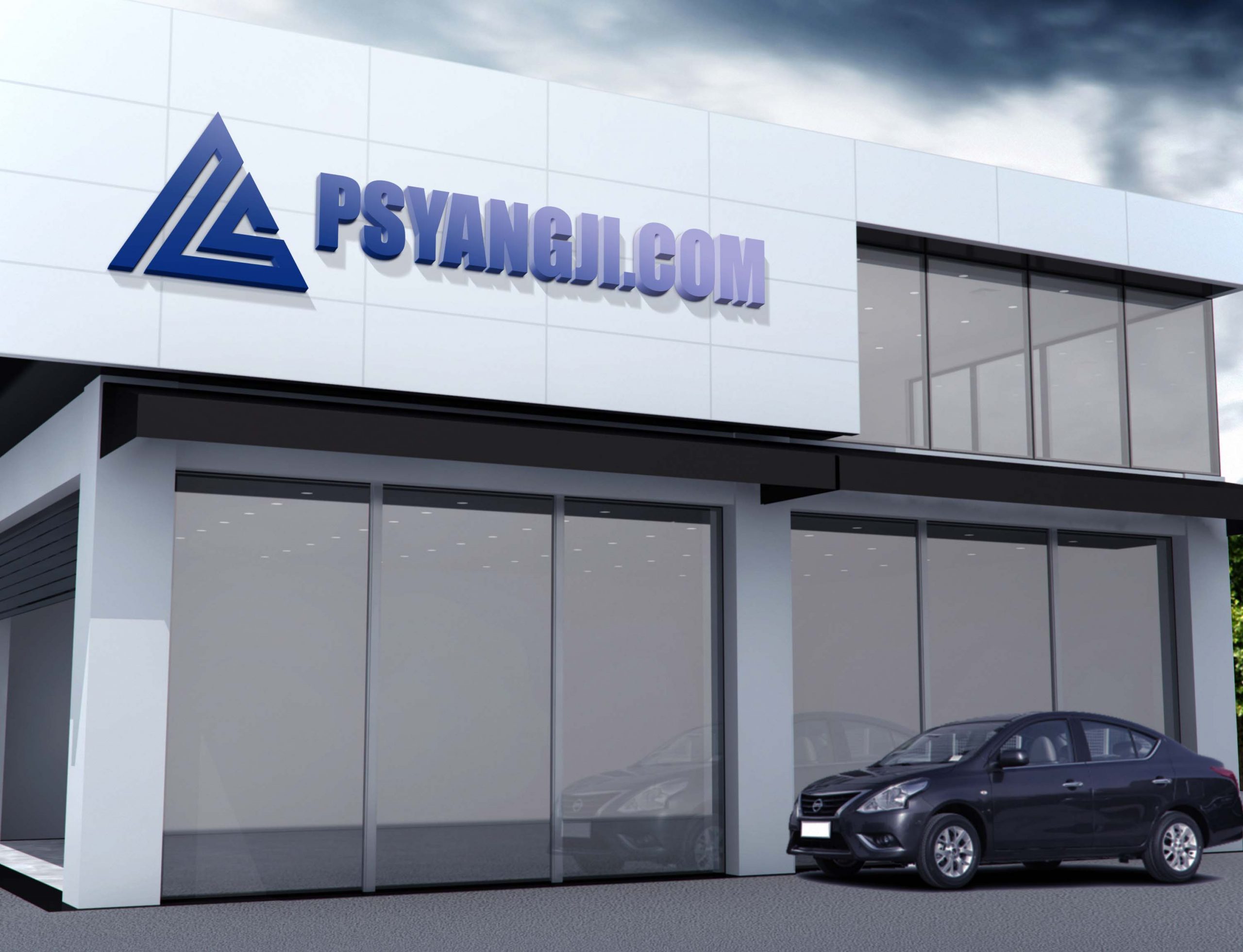 4s店门头招牌设计ps样机