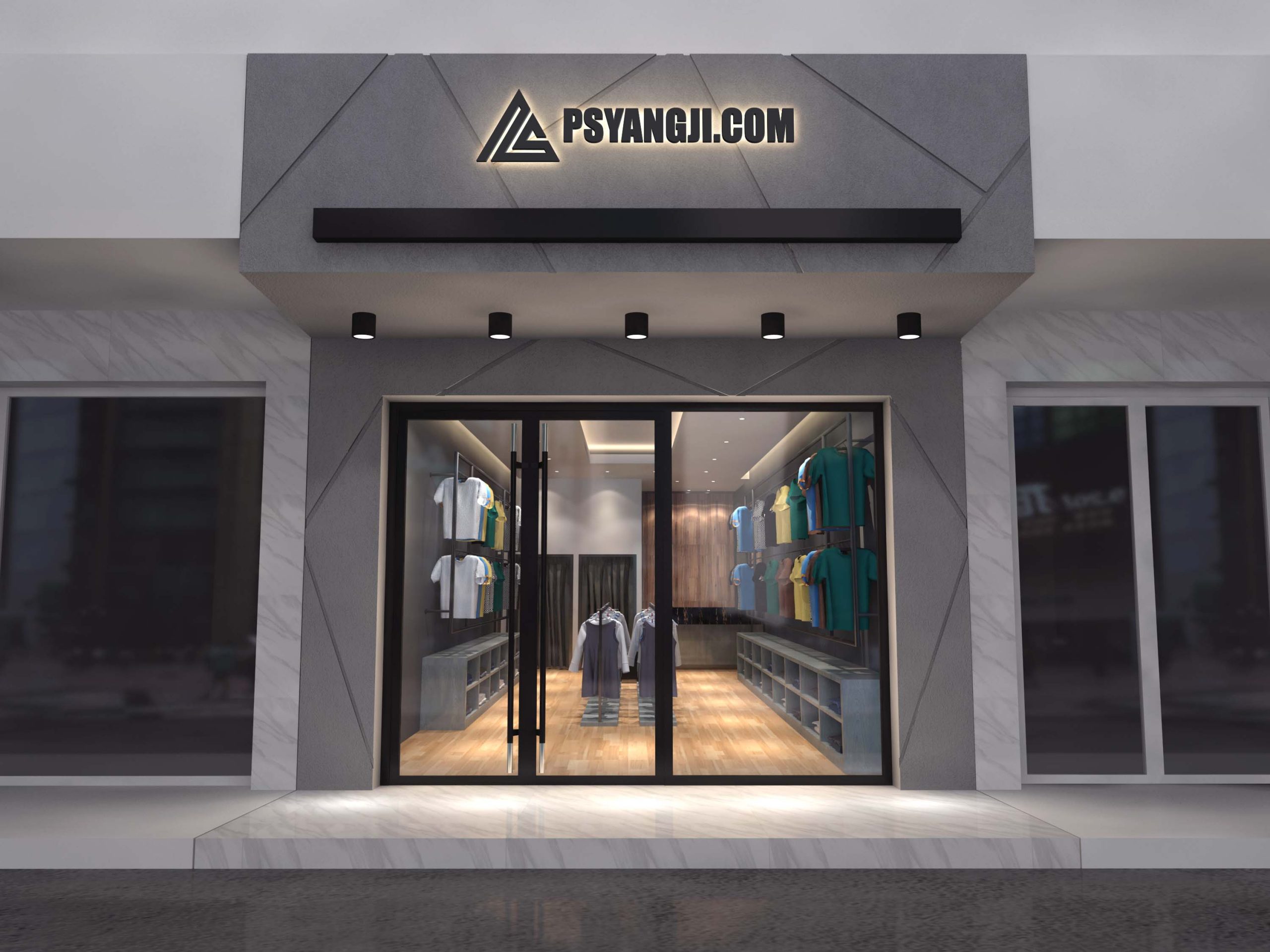 门面设计效果图样机模板