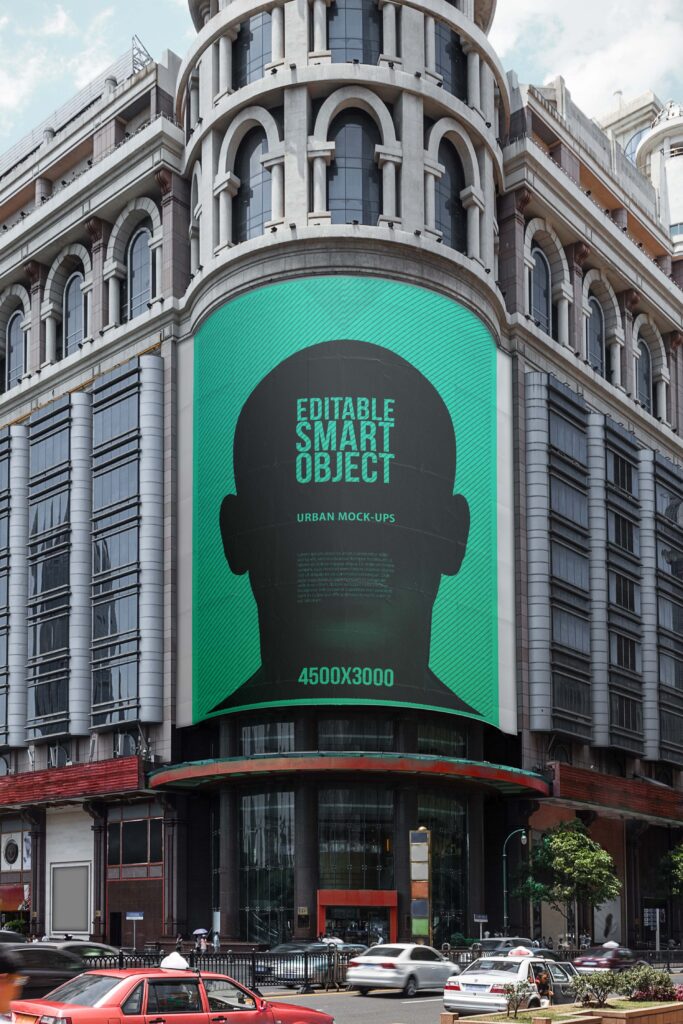 商业核心地带广告位展示ps样机