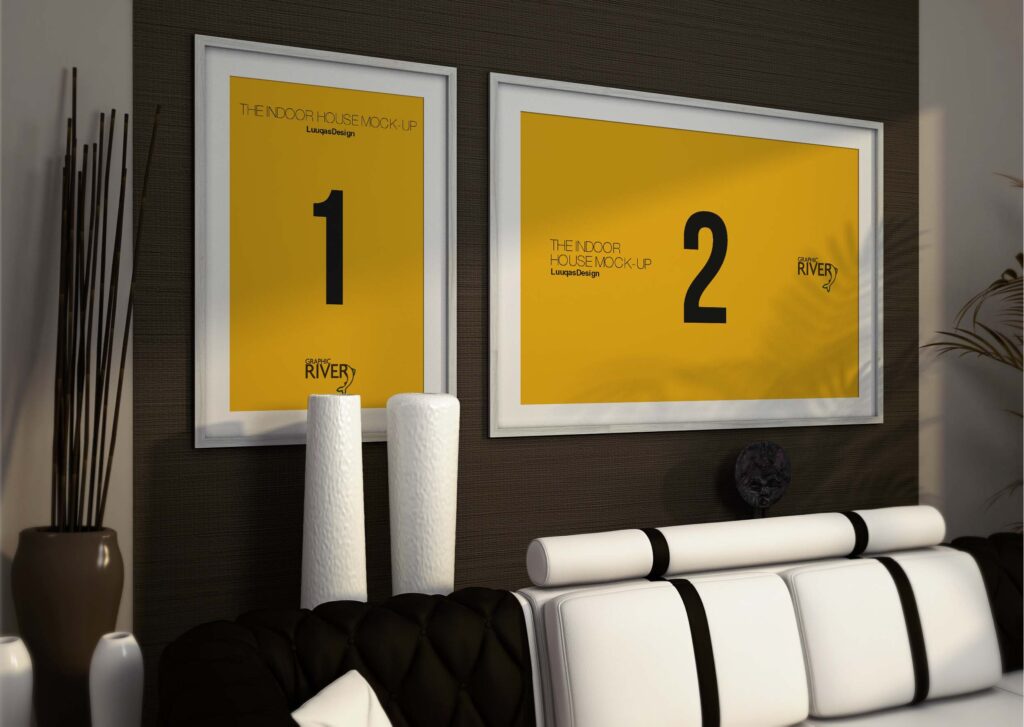 客厅墙面字画ps样机