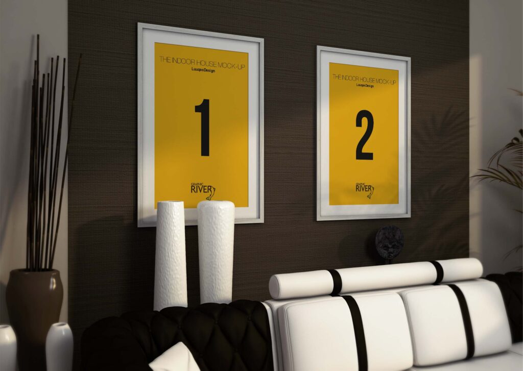 客厅墙面字画展示效果样机