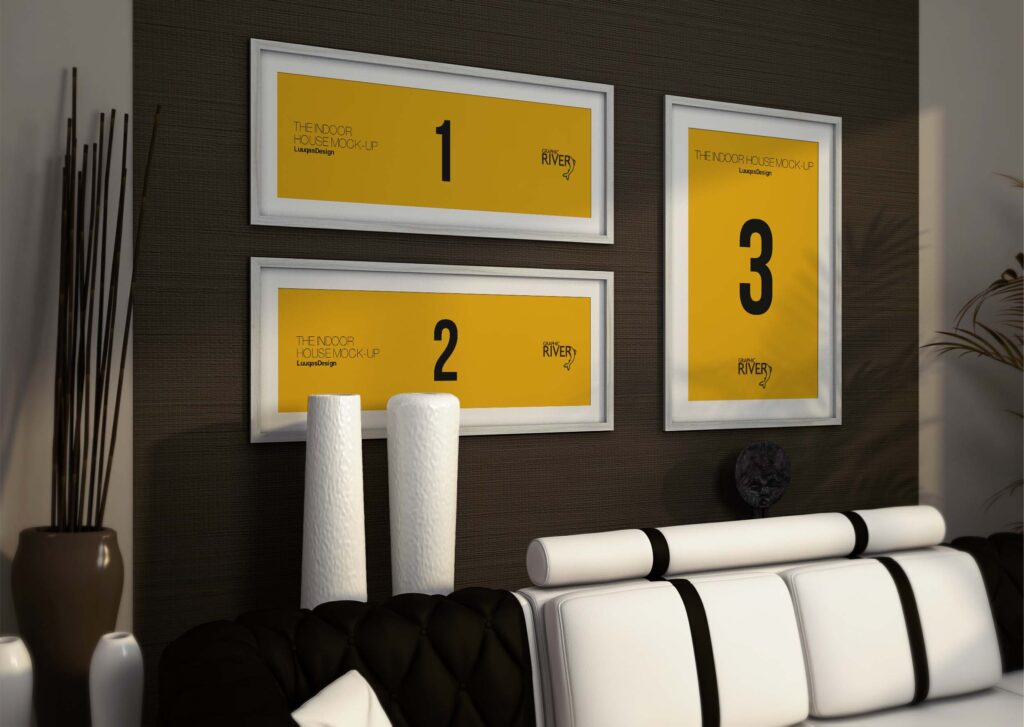 客厅字画psd样机模板