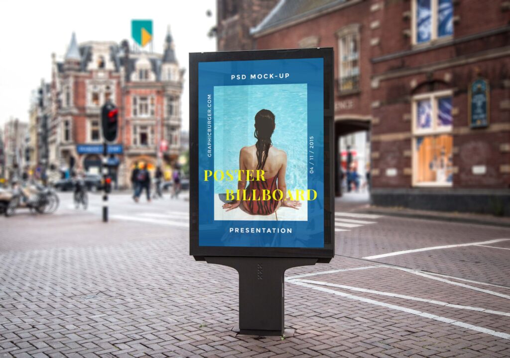 户外广告灯箱psd样机