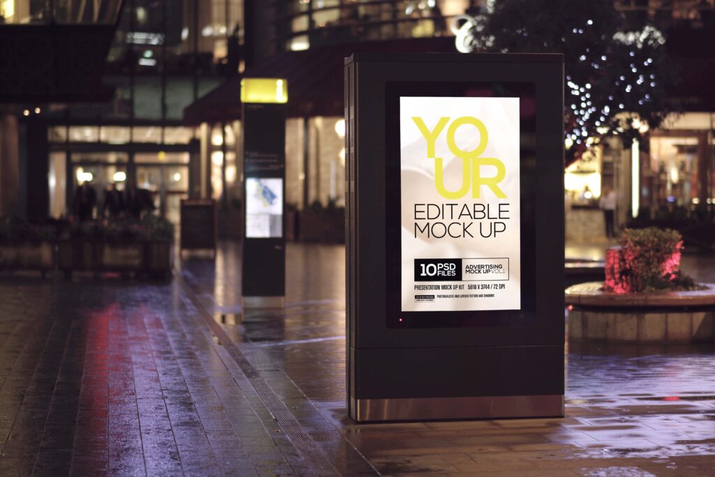 街区发光灯箱ps样机