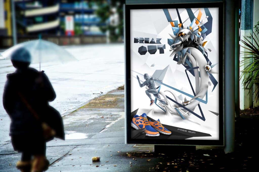 雨天场景广告位展示ps样机