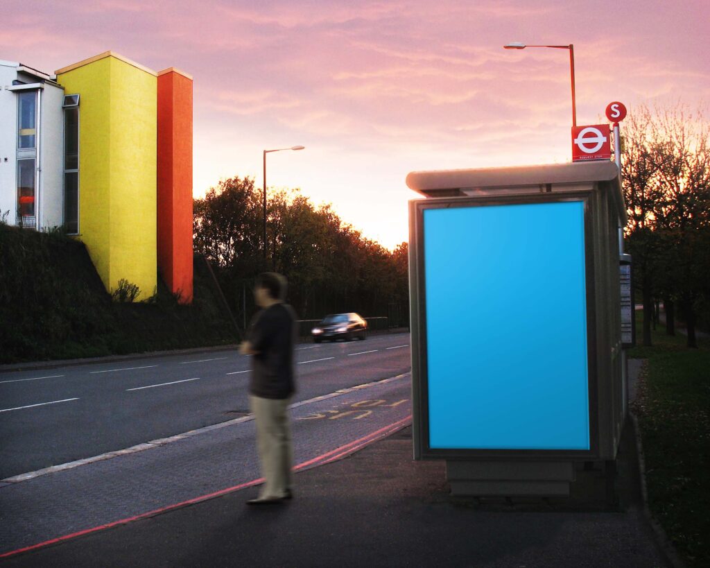 马路灯箱广告psd样机