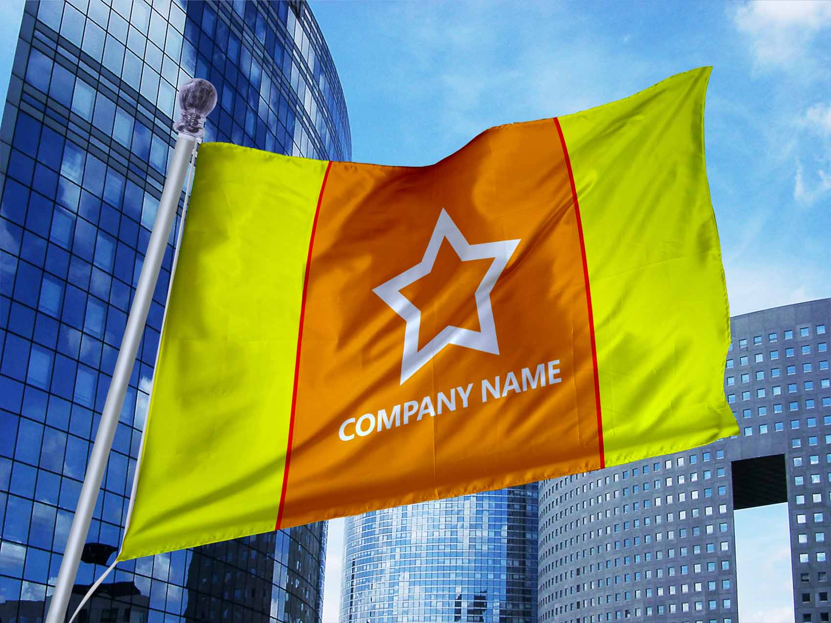 商业中心企业旗帜psd样机