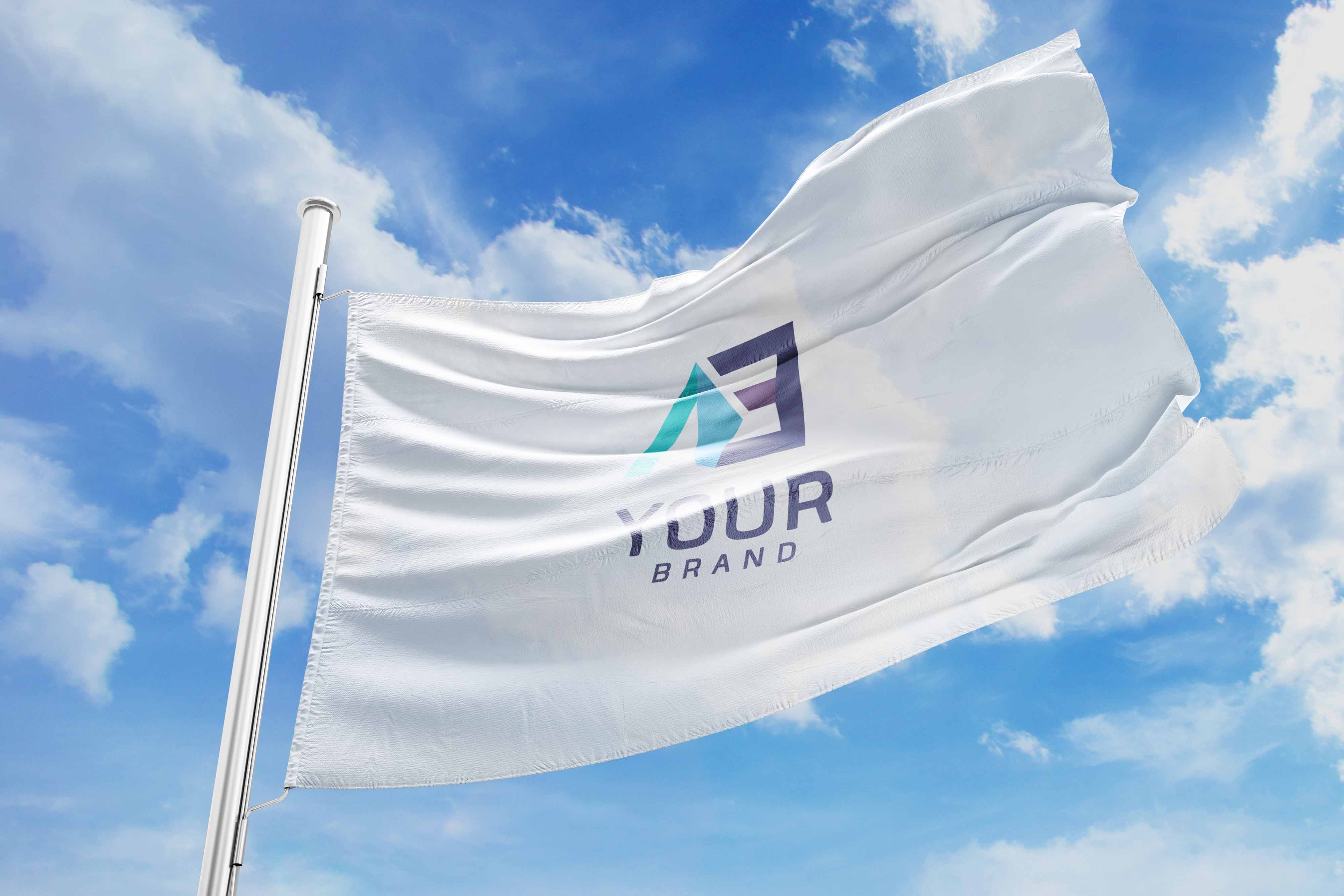 旗帜在飘荡psd样机