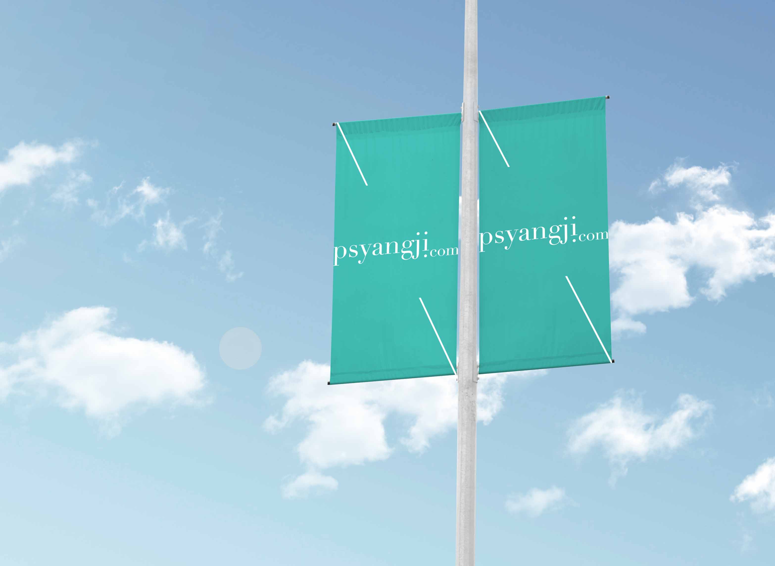 电线杆旗帜效果图ps样机下载