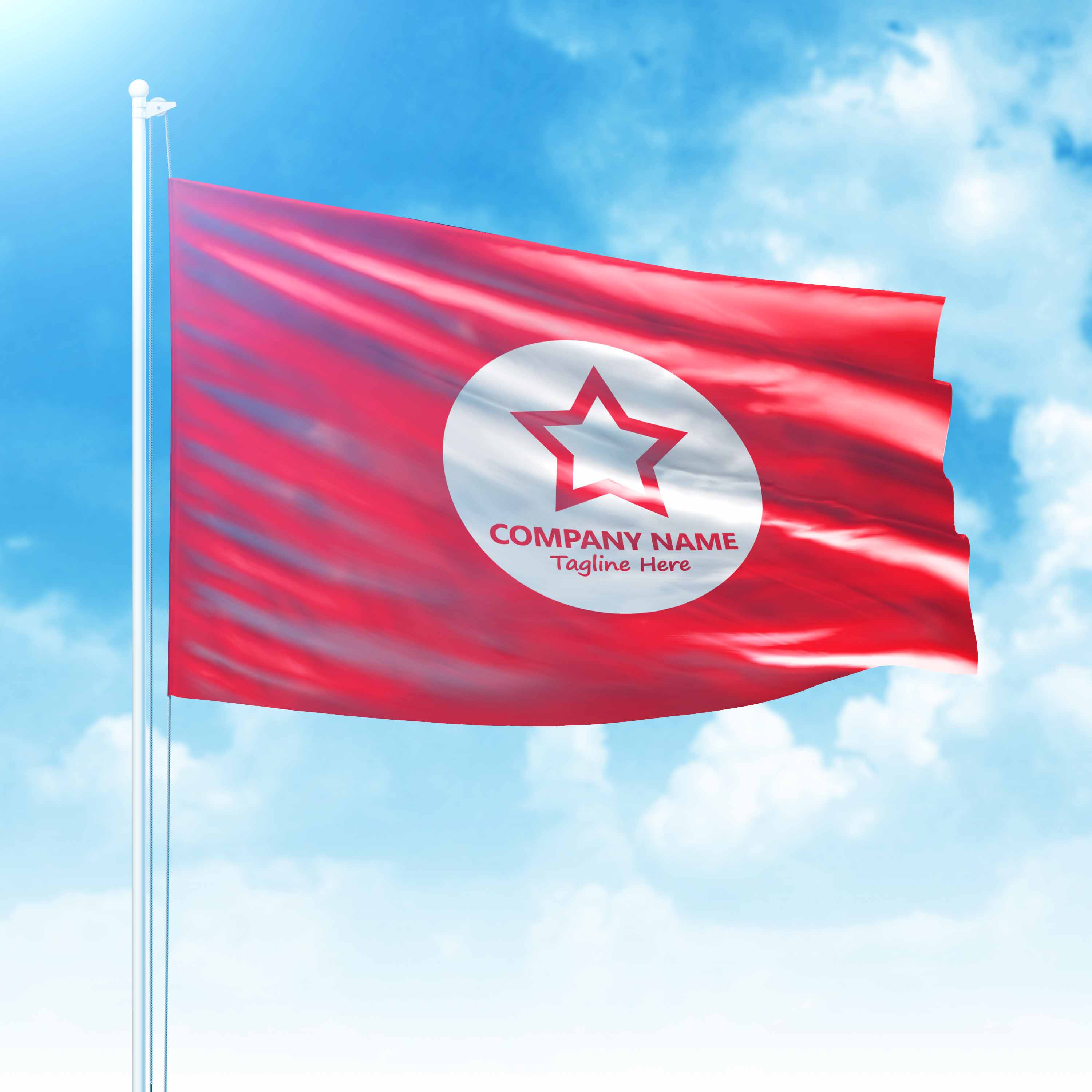 红色旗帜ps样机