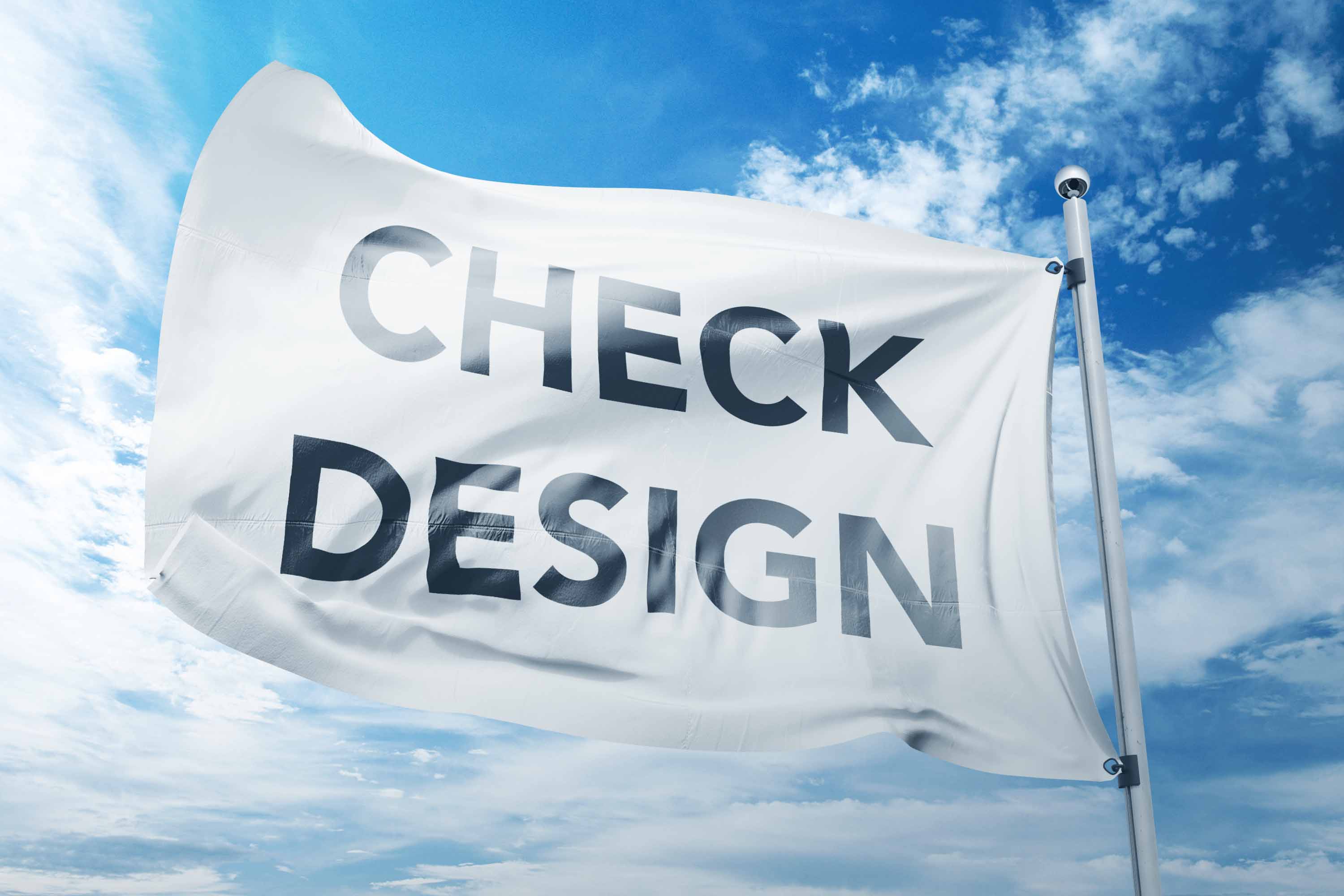 褶皱飘舞空中旗帜psd样机