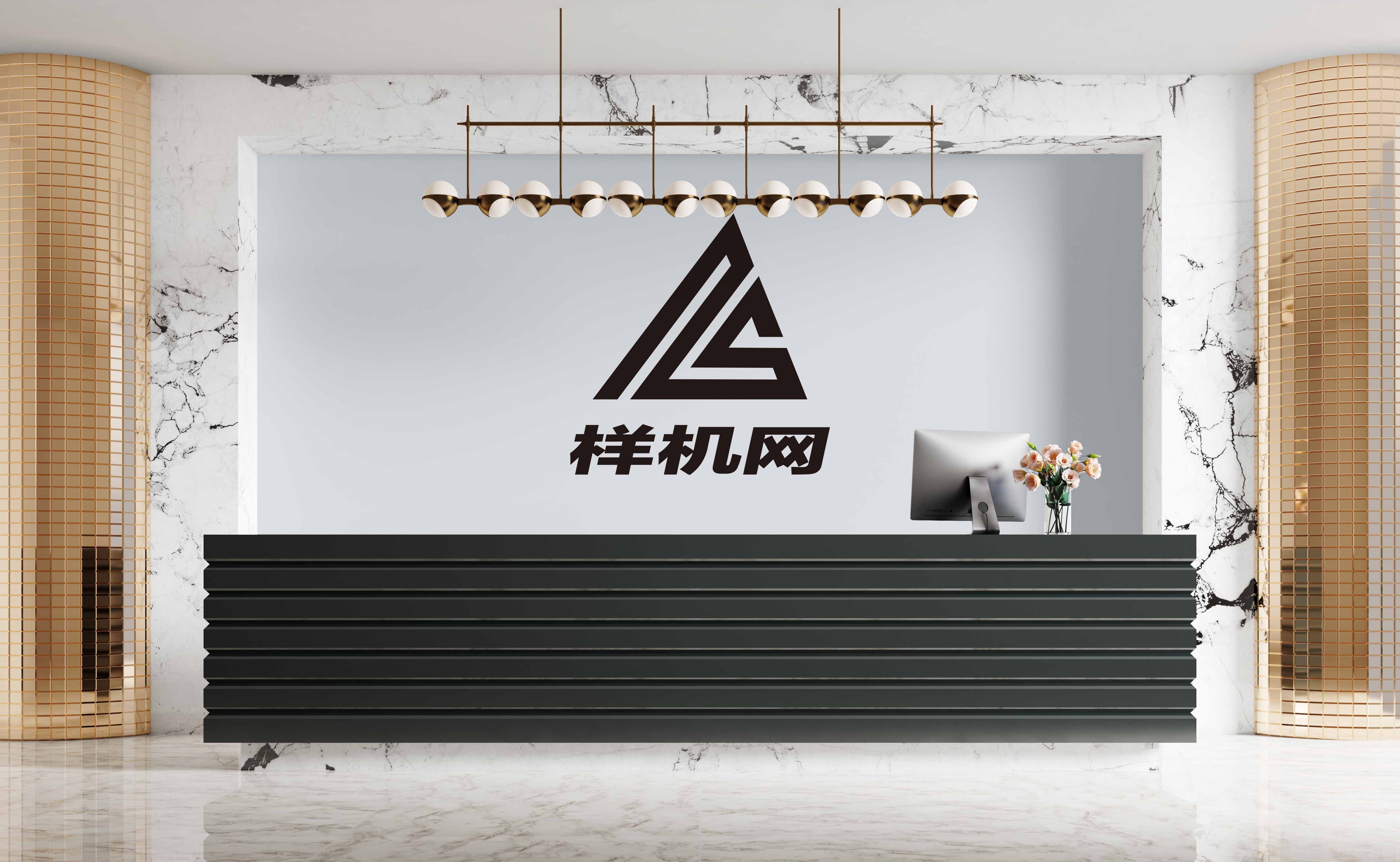 企业前台形象墙logo样机