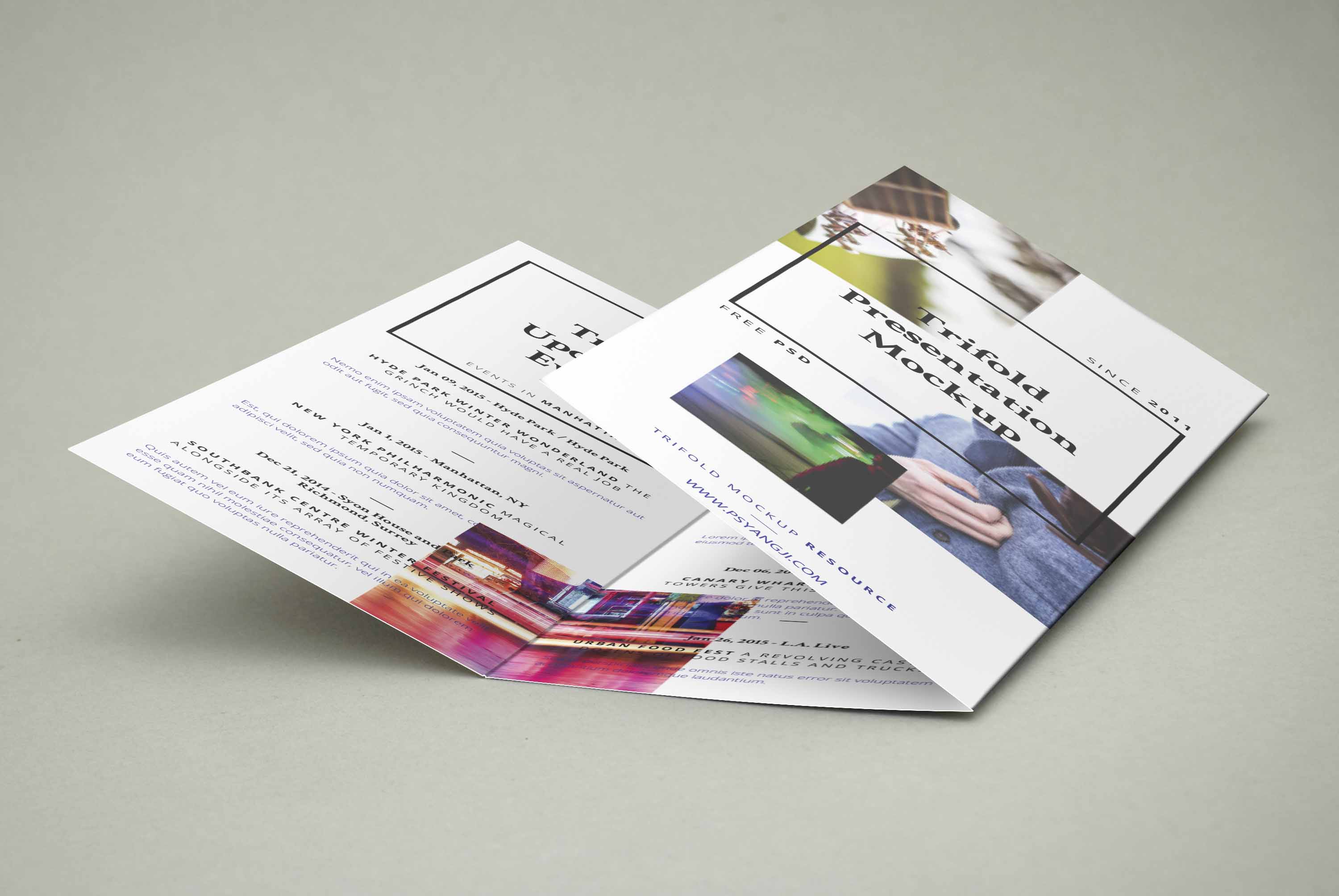 三折页扁平化展示ps样机