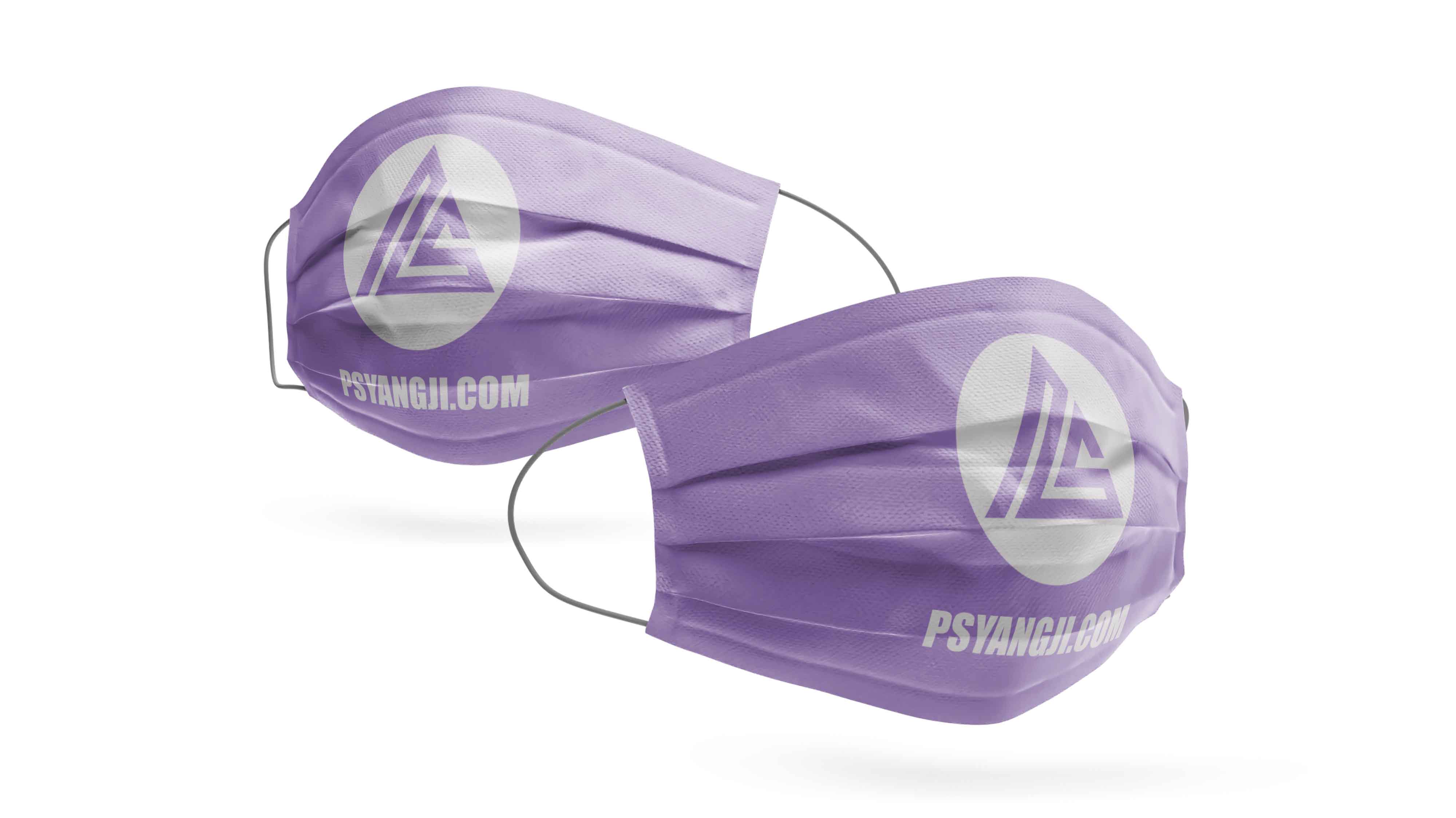 美女口罩LOGO贴图素材，内含多角度展示PSD源文件，口罩正面、侧面PS样机素材