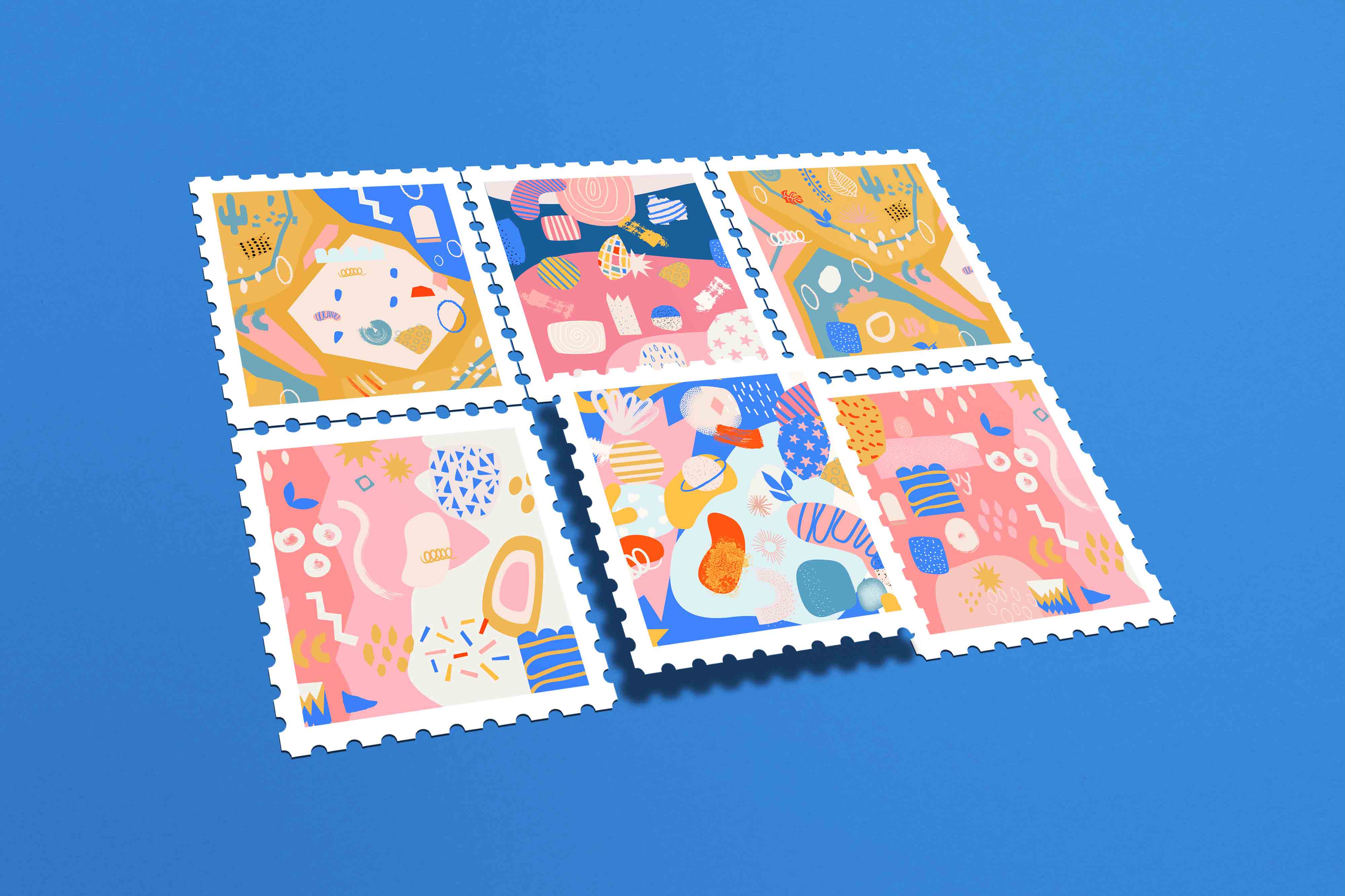 邮票美学设计展示效果PSD样机