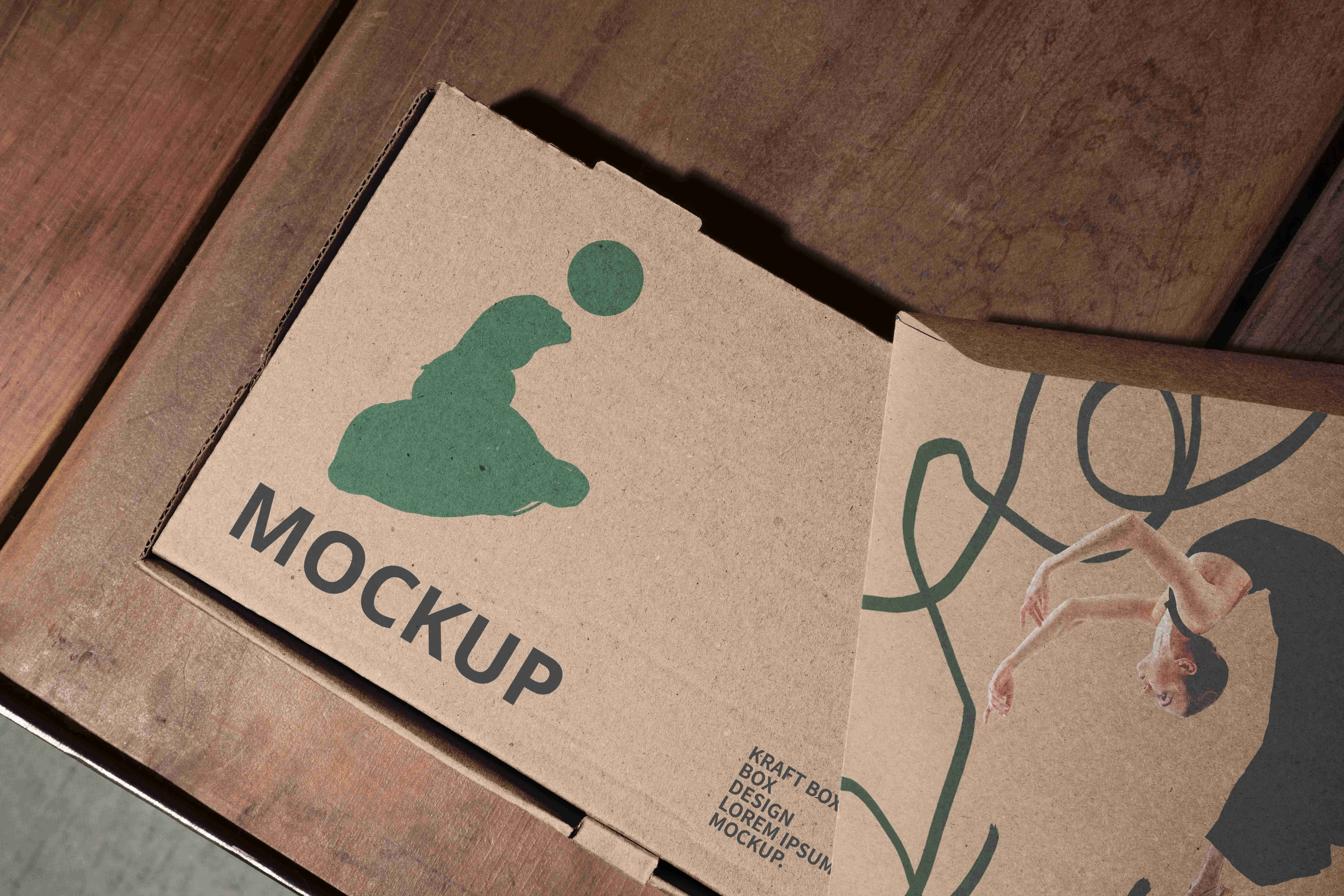 桌面上的飞机盒包装设计ps样机