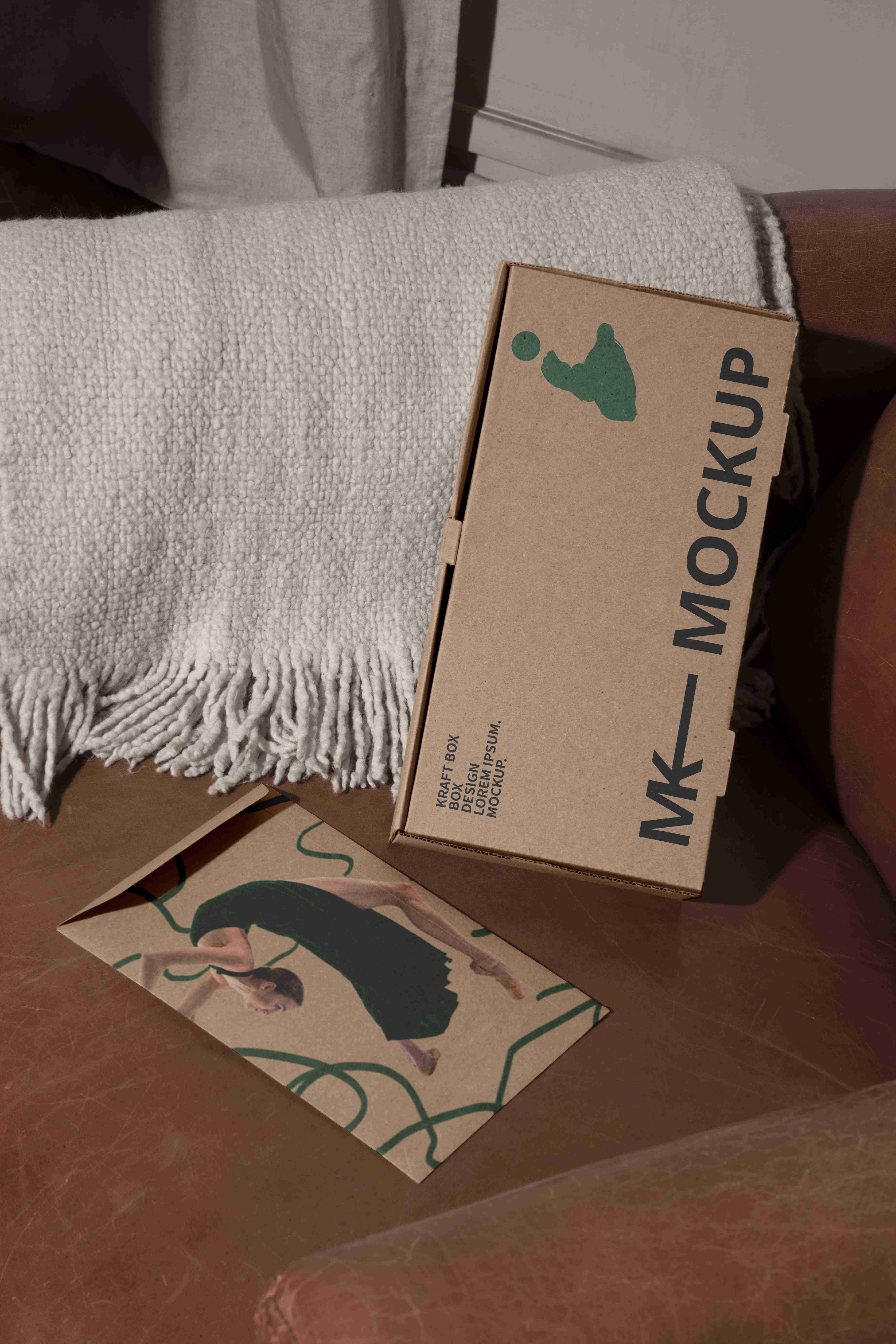 牛皮纸飞机盒效果图ps样机模板