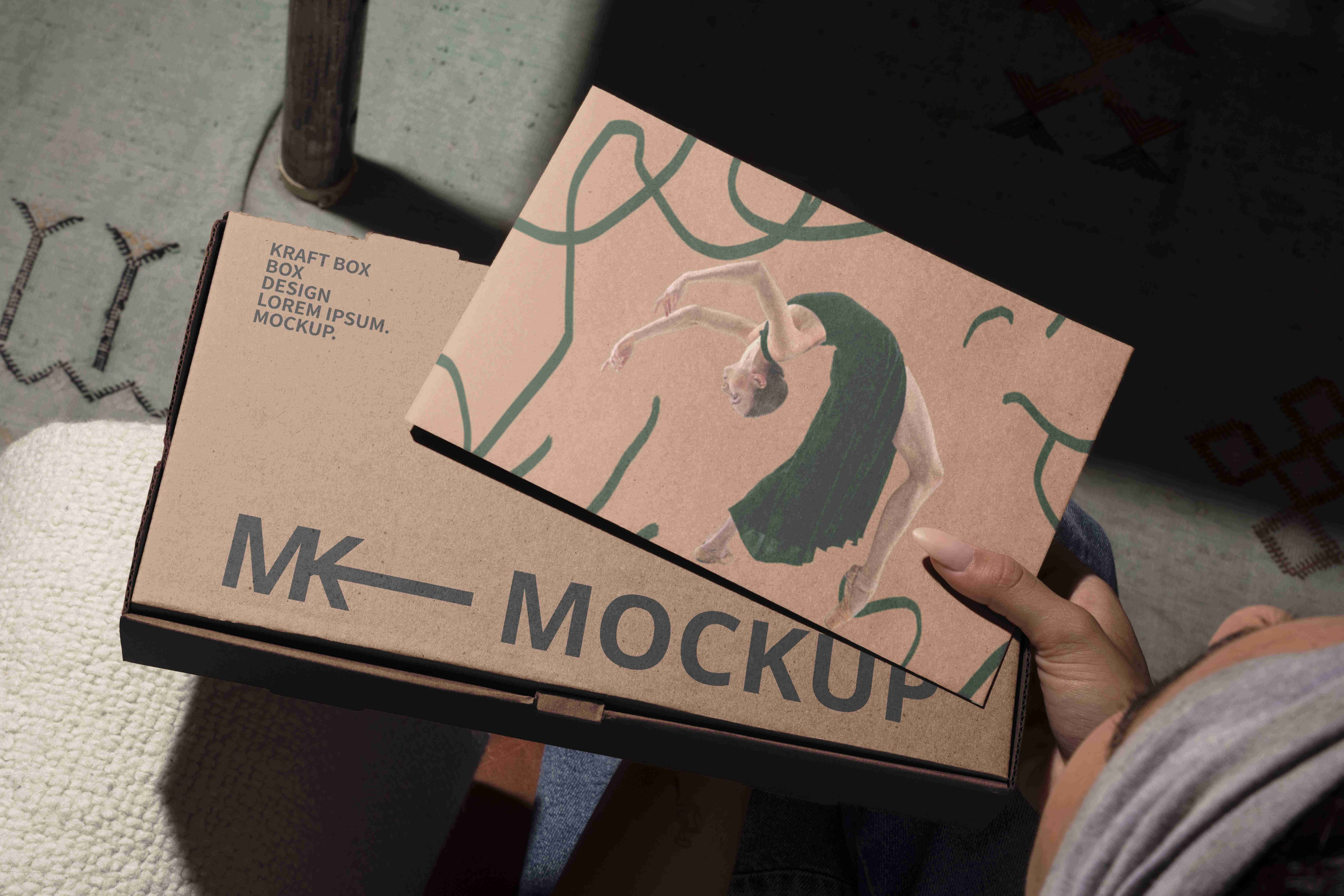 牛皮纸飞机盒样张设计效果psd模型